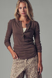 Ribbed Henley Long Sleeve in Brown