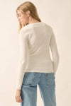 Shaper Fit Rib-Knit Long Sleeve in Off White