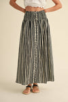 S4018   SMOCKING WAIST WITH FAKE BUTTON FRONT PRINT SKIRT: LEMON GRASS / S