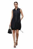 Zip Up Dress with Adjustable Bottom in Black