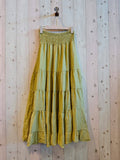 100% Linen Tiered Maxi Skirt in Beige