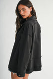 Oversized Raw Edge Knit Jacket in Black