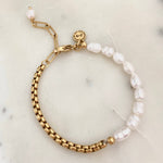 18K Gold Plated Stainless Steel Pearl Bracelet