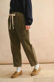 100% Cotton Washed Effect Corduroy Pants in Brown