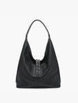 Slouchy Hobo Bag with Studded Tassels in Brown