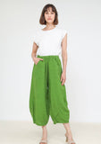 100% Linen Barrel Pants in White
