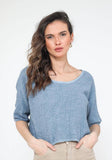 Linen Cotton Blend Top in Mustard