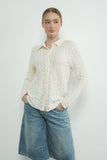 Floral Lace Button-Down Shirt in Off White