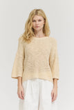 100% Cotton Textured Knit Tee in Cream