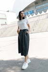 Corduroy Skirt with Belt in Brown