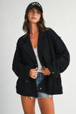 Oversized Raw Edge Knit Jacket in Black