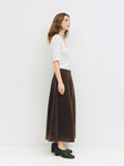 Suede Midi Skirt in Brown