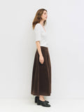 Suede Midi Skirt in Brown