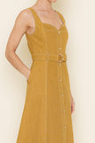 CHIC DENIM FIT & FLARE MIDI GOLDEN WASH DRESS-DI8813FO: COPPER / Contemporary / S