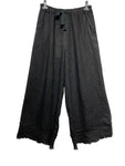 100% Linen Pants with Frayed Ankle in Black