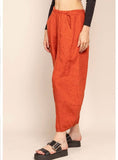 100% Linen Barrel Pants in White
