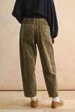 100% Cotton Washed Effect Corduroy Pants in Brown