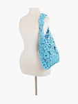 Woven Floral Shoulder Bag in Black