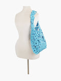 Woven Floral Shoulder Bag in Black