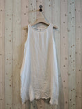 100% Linen Dress with Fringe Bottom in Blue