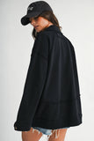 Oversized Raw Edge Knit Jacket in Black