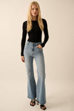 Shaper Fit Rib-Knit Long Sleeve in Off White