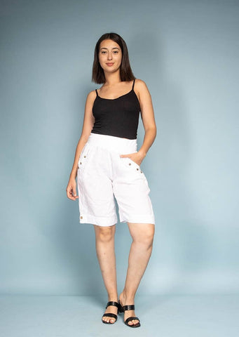 White Linen Shorts