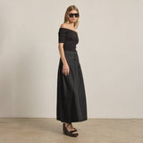 Denim Maxi Skirt in Washed Black