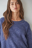 Oversized Knit Short Sleeve Sweater in Violet