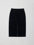 Faux Suede Midi Skirt in Black