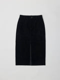 Faux Suede Midi Skirt in Black