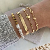 18K Gold Plated Stainless Steel Pearl Bracelet