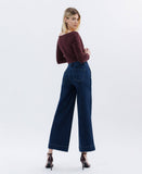High Rise Dark Wash Ankle Wide Leg Jeans