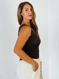 100% Linen Tank Top in Black