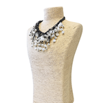 Pearl Bib Necklace with Leather Cord