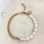 18K Gold Plated Stainless Steel Pearl Bracelet