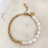 18K Gold Plated Stainless Steel Pearl Bracelet