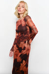 Floral Print Mesh Maxi Dress