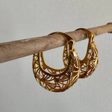 18K Gold Plated Brass Basket Hoop Earrings