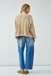 Oversized Washed Cable Cardigan in Taupe