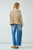 Oversized Washed Cable Cardigan in Taupe