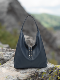 Slouchy Hobo Bag with Studded Tassels in Brown