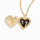 Stainless Steel Necklace with 18K Gold PVD Coated Rose Heart Locket