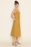 CHIC DENIM FIT & FLARE MIDI GOLDEN WASH DRESS-DI8813FO: COPPER / Contemporary / S