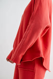 100% Cotton Loose-Fit Long Sleeve Dolman Top in Brushed Brick