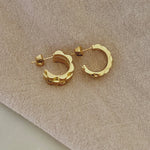 18K Gold Plated Over Stainless Steel Watch Band Style Hoop Earrings