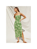 Open Back Midi Dress in Flora Green