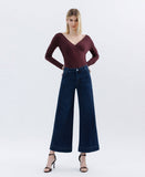 High Rise Dark Wash Ankle Wide Leg Jeans