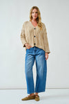 Oversized Washed Cable Cardigan in Taupe