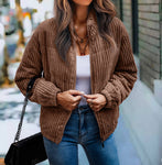 Corduroy Puffer Jacket in Brown